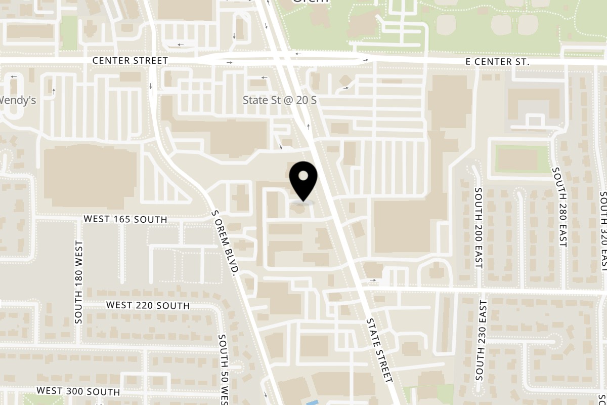 Map showing the location of Bangkok Wasabi on 124 S State St in Orem
